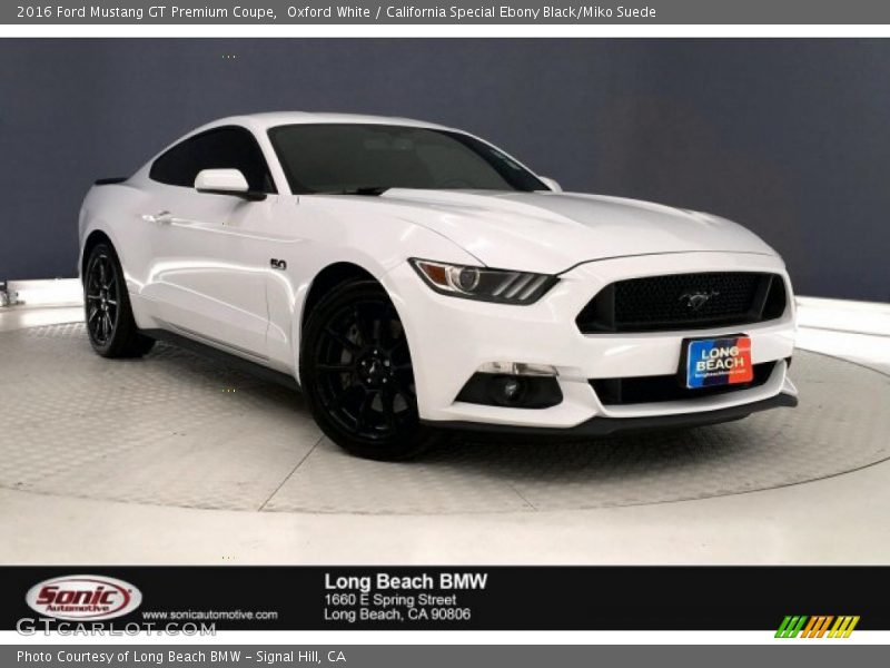 Oxford White / California Special Ebony Black/Miko Suede 2016 Ford Mustang GT Premium Coupe