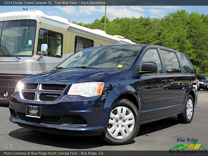 True Blue Pearl / Black/Sandstorm 2014 Dodge Grand Caravan SE