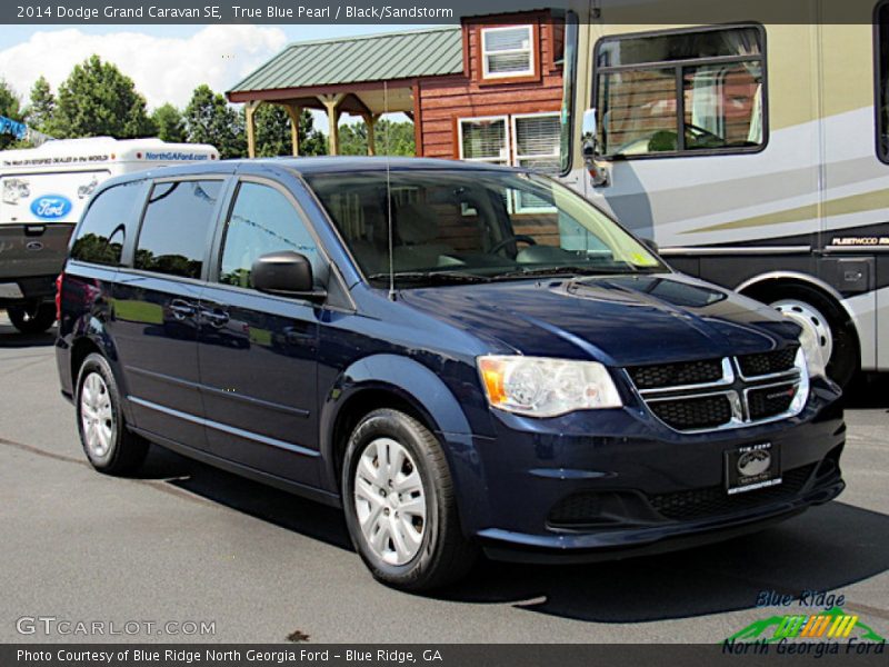 True Blue Pearl / Black/Sandstorm 2014 Dodge Grand Caravan SE