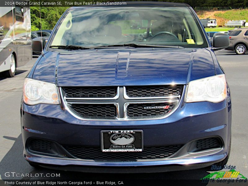 True Blue Pearl / Black/Sandstorm 2014 Dodge Grand Caravan SE