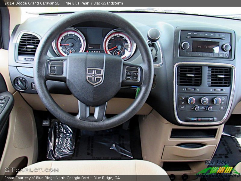 True Blue Pearl / Black/Sandstorm 2014 Dodge Grand Caravan SE