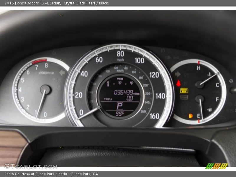 Crystal Black Pearl / Black 2016 Honda Accord EX-L Sedan