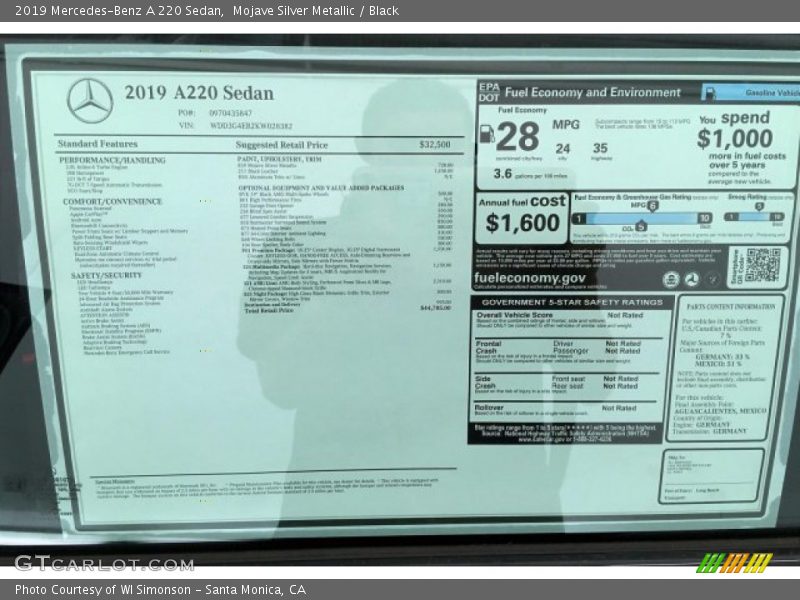 Mojave Silver Metallic / Black 2019 Mercedes-Benz A 220 Sedan