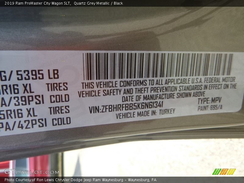 2019 ProMaster City Wagon SLT Quartz Grey Metallic Color Code 695