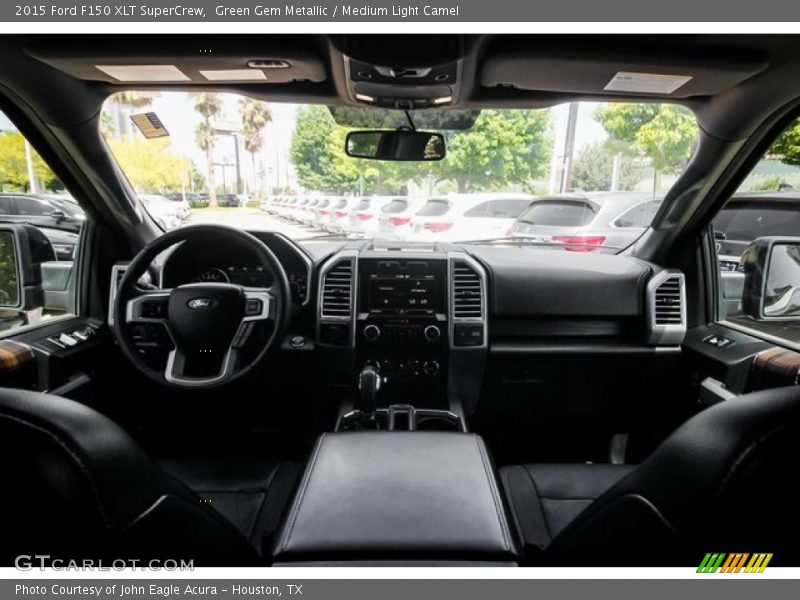 Green Gem Metallic / Medium Light Camel 2015 Ford F150 XLT SuperCrew