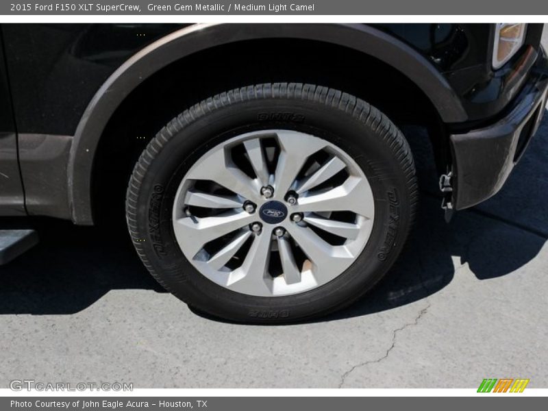 Green Gem Metallic / Medium Light Camel 2015 Ford F150 XLT SuperCrew