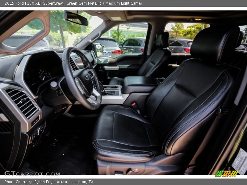 Green Gem Metallic / Medium Light Camel 2015 Ford F150 XLT SuperCrew