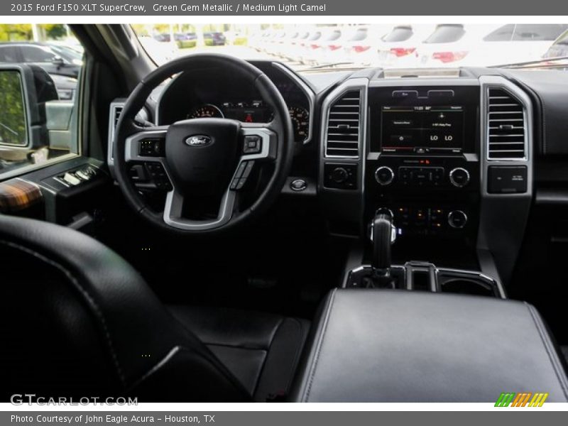 Green Gem Metallic / Medium Light Camel 2015 Ford F150 XLT SuperCrew