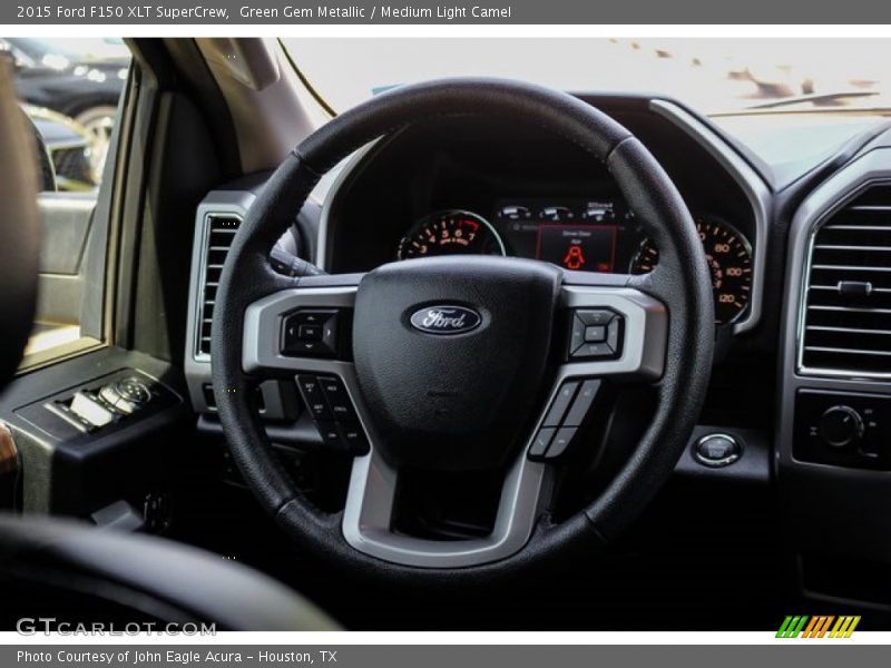 Green Gem Metallic / Medium Light Camel 2015 Ford F150 XLT SuperCrew