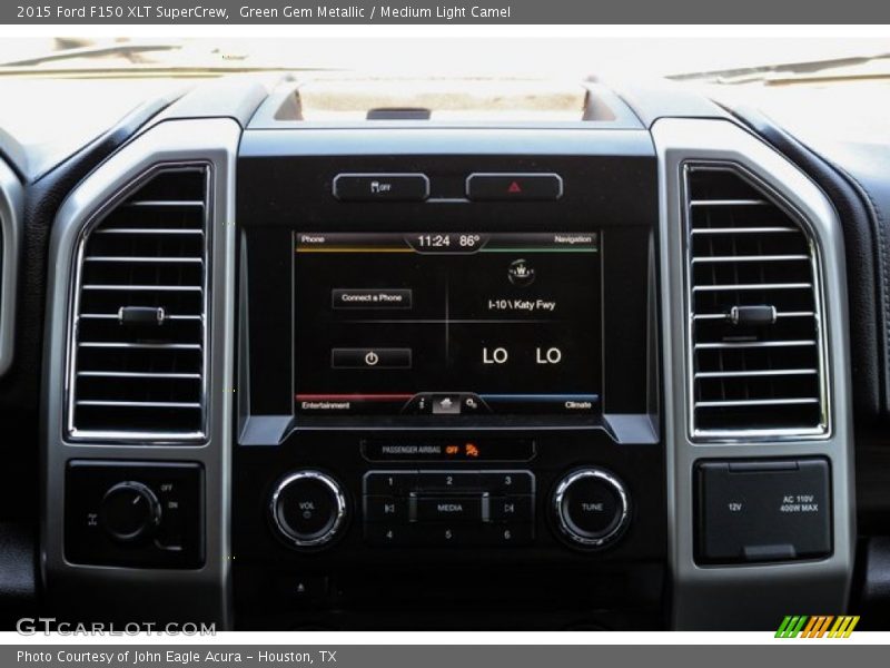 Green Gem Metallic / Medium Light Camel 2015 Ford F150 XLT SuperCrew