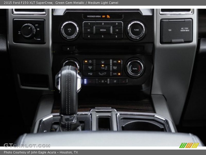 Green Gem Metallic / Medium Light Camel 2015 Ford F150 XLT SuperCrew