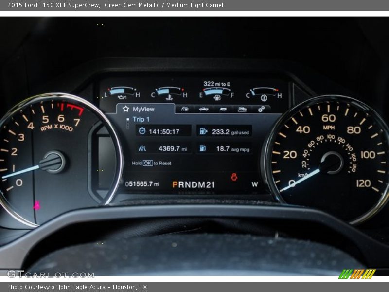 Green Gem Metallic / Medium Light Camel 2015 Ford F150 XLT SuperCrew