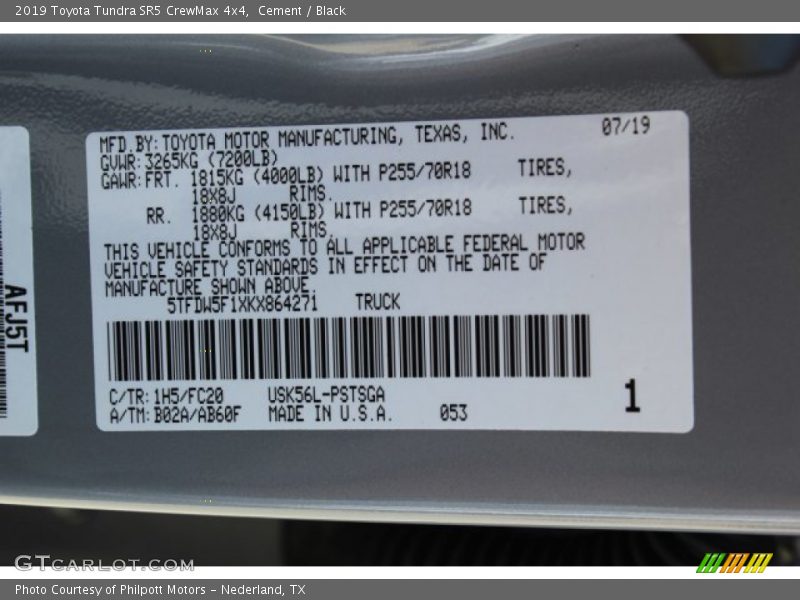 Cement / Black 2019 Toyota Tundra SR5 CrewMax 4x4