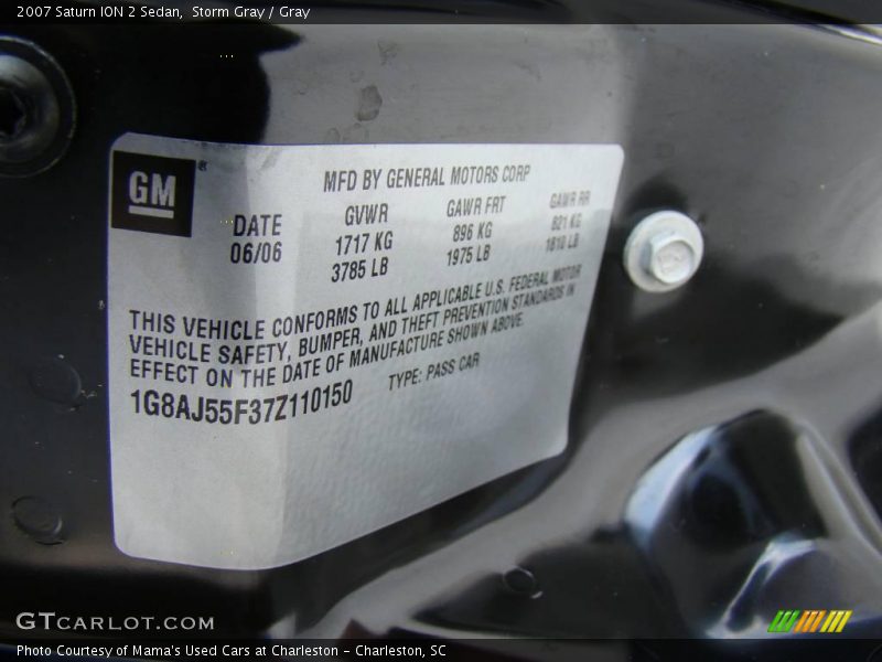 Storm Gray / Gray 2007 Saturn ION 2 Sedan