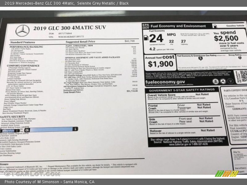 Selenite Grey Metallic / Black 2019 Mercedes-Benz GLC 300 4Matic