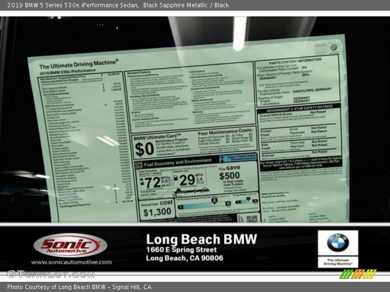 Black Sapphire Metallic / Black 2019 BMW 5 Series 530e iPerformance Sedan
