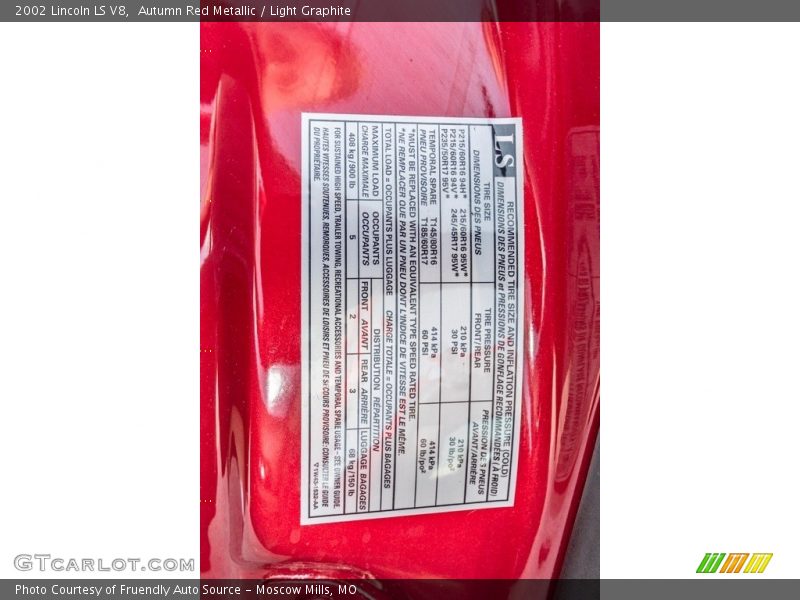 Autumn Red Metallic / Light Graphite 2002 Lincoln LS V8