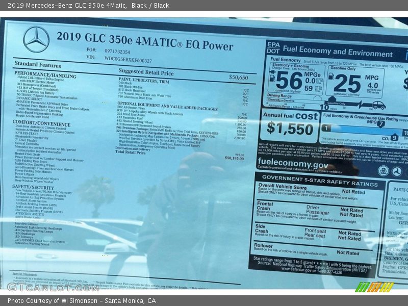 Black / Black 2019 Mercedes-Benz GLC 350e 4Matic