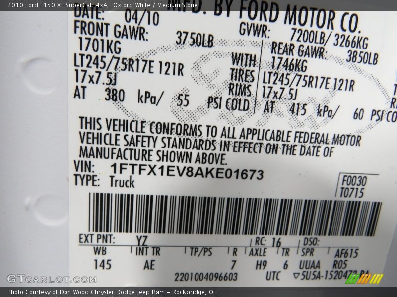 Oxford White / Medium Stone 2010 Ford F150 XL SuperCab 4x4