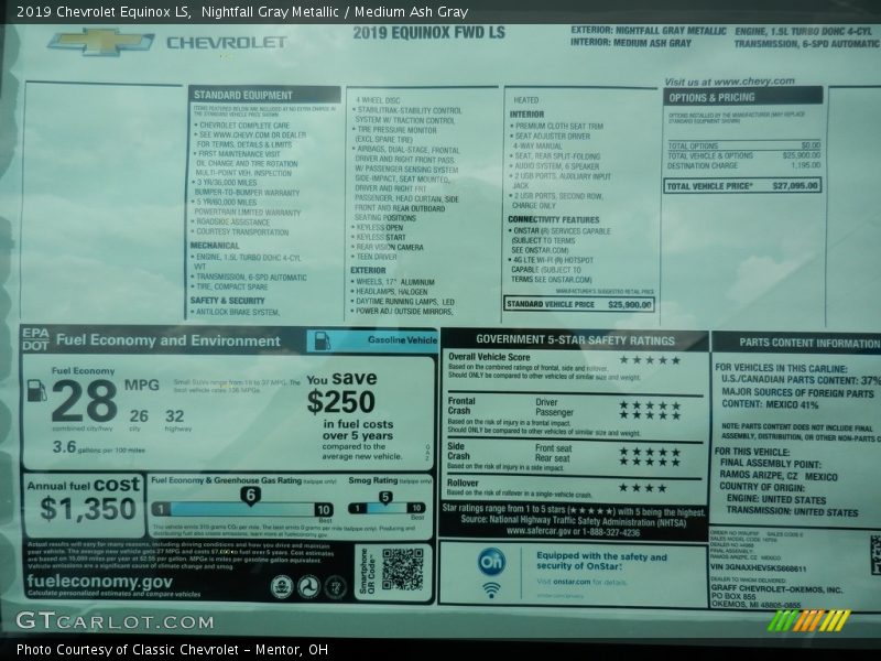 Nightfall Gray Metallic / Medium Ash Gray 2019 Chevrolet Equinox LS