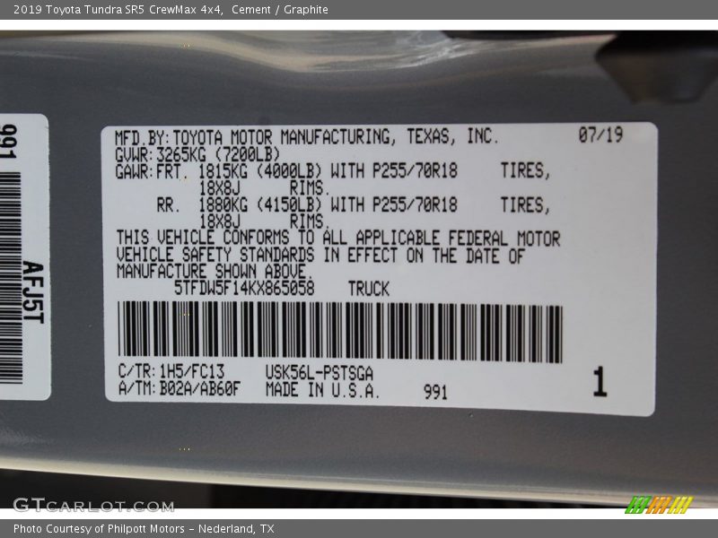 Cement / Graphite 2019 Toyota Tundra SR5 CrewMax 4x4