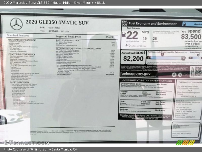 Iridium Silver Metallic / Black 2020 Mercedes-Benz GLE 350 4Matic