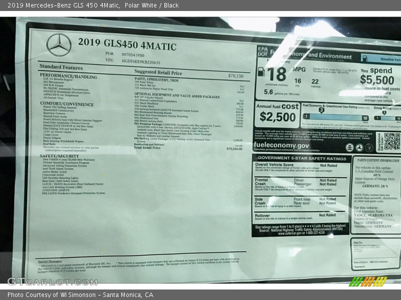Polar White / Black 2019 Mercedes-Benz GLS 450 4Matic