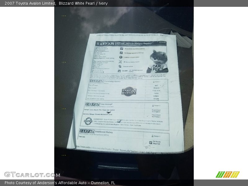 Blizzard White Pearl / Ivory 2007 Toyota Avalon Limited