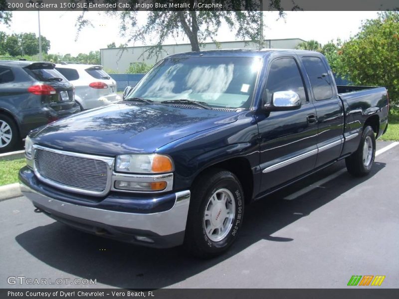 Indigo Blue Metallic / Graphite 2000 GMC Sierra 1500 SLE Extended Cab