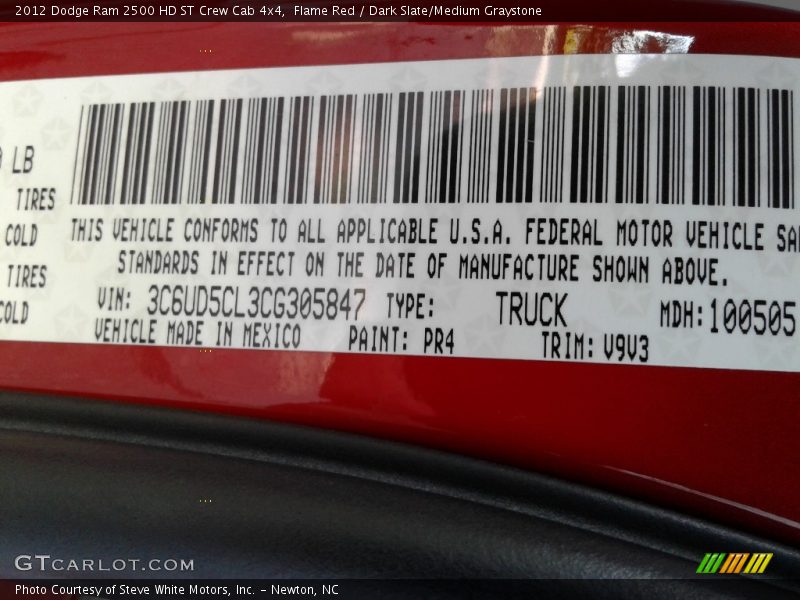 Flame Red / Dark Slate/Medium Graystone 2012 Dodge Ram 2500 HD ST Crew Cab 4x4