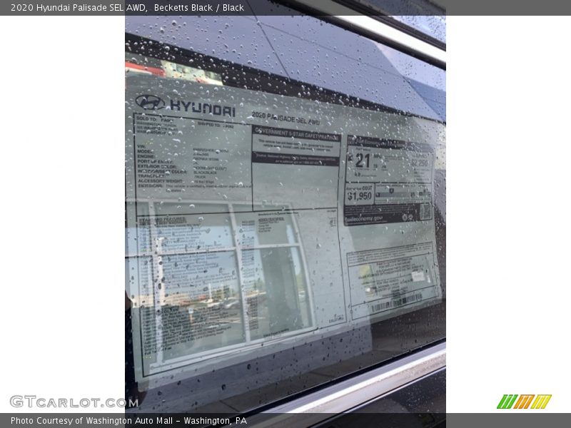  2020 Palisade SEL AWD Window Sticker