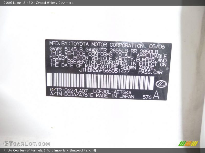 Crystal White / Cashmere 2006 Lexus LS 430