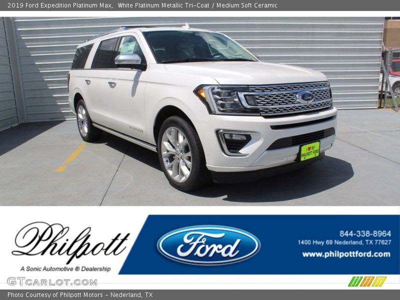 White Platinum Metallic Tri-Coat / Medium Soft Ceramic 2019 Ford Expedition Platinum Max
