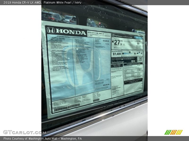 Platinum White Pearl / Ivory 2019 Honda CR-V LX AWD