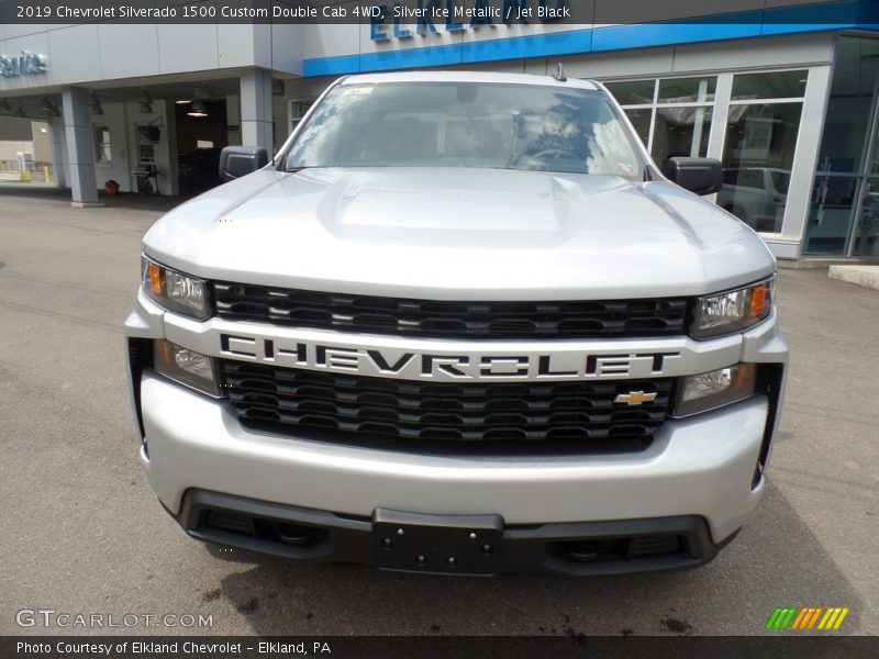 Silver Ice Metallic / Jet Black 2019 Chevrolet Silverado 1500 Custom Double Cab 4WD