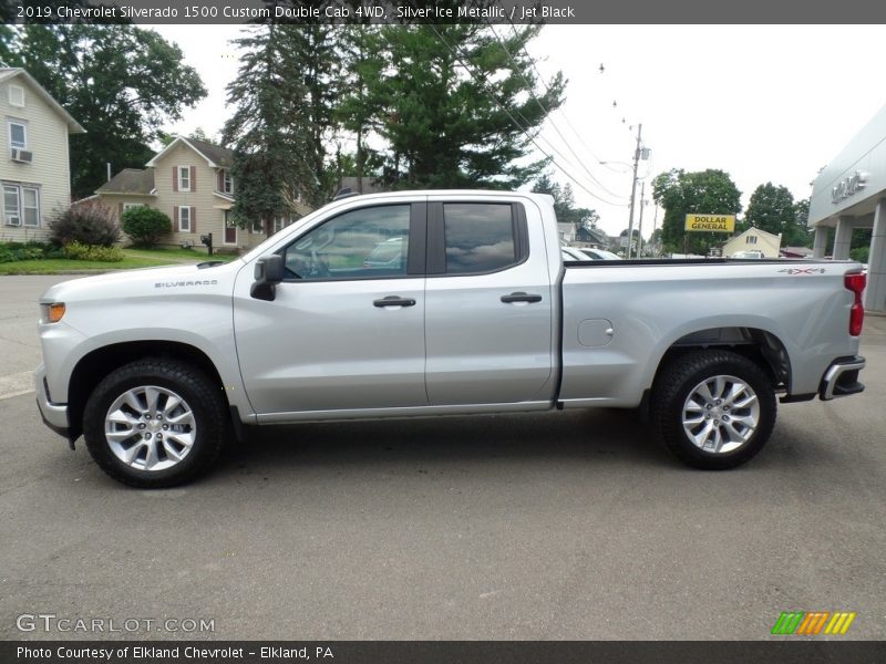 Silver Ice Metallic / Jet Black 2019 Chevrolet Silverado 1500 Custom Double Cab 4WD
