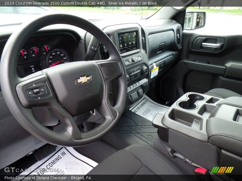 Silver Ice Metallic / Jet Black 2019 Chevrolet Silverado 1500 Custom Double Cab 4WD