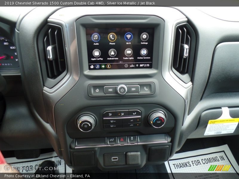 Silver Ice Metallic / Jet Black 2019 Chevrolet Silverado 1500 Custom Double Cab 4WD