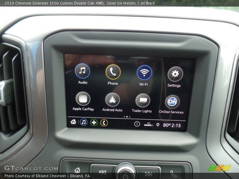 Silver Ice Metallic / Jet Black 2019 Chevrolet Silverado 1500 Custom Double Cab 4WD