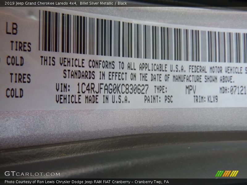 Billet Silver Metallic / Black 2019 Jeep Grand Cherokee Laredo 4x4