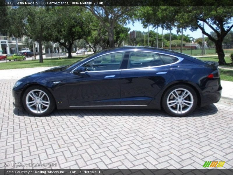 Blue Metallic / Tan 2013 Tesla Model S P85 Performance