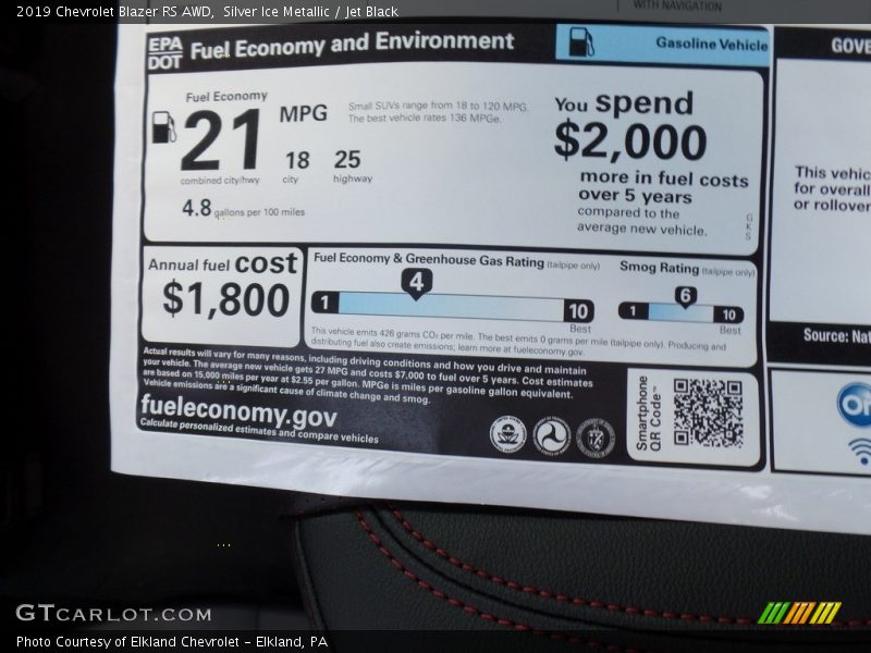 Silver Ice Metallic / Jet Black 2019 Chevrolet Blazer RS AWD