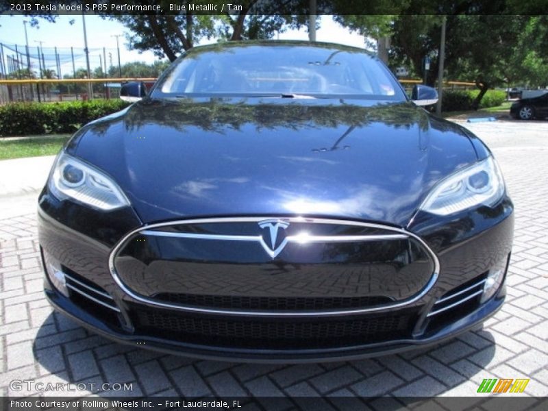 Blue Metallic / Tan 2013 Tesla Model S P85 Performance