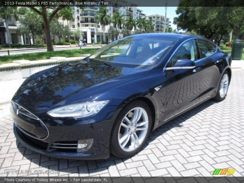 Blue Metallic / Tan 2013 Tesla Model S P85 Performance