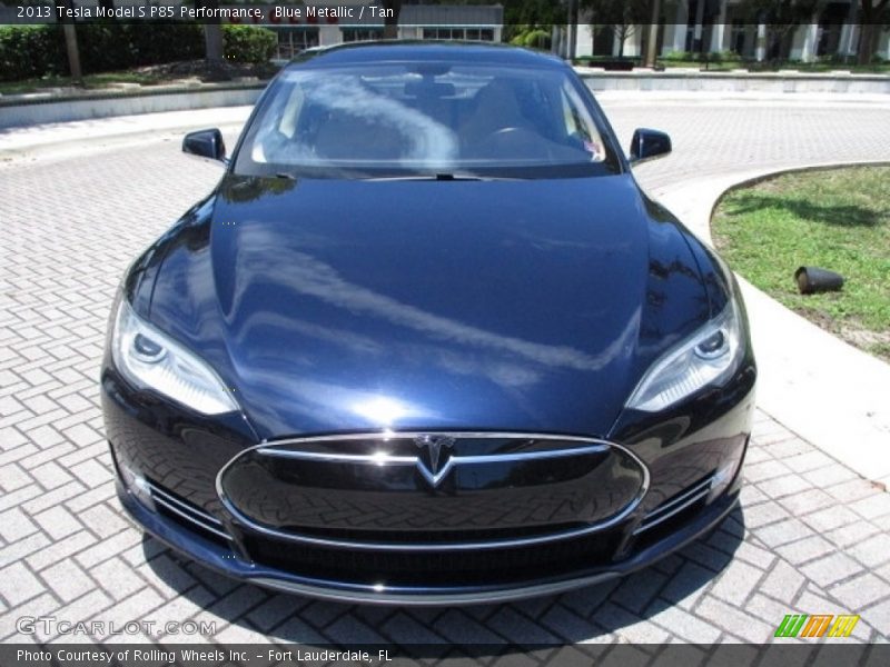 Blue Metallic / Tan 2013 Tesla Model S P85 Performance