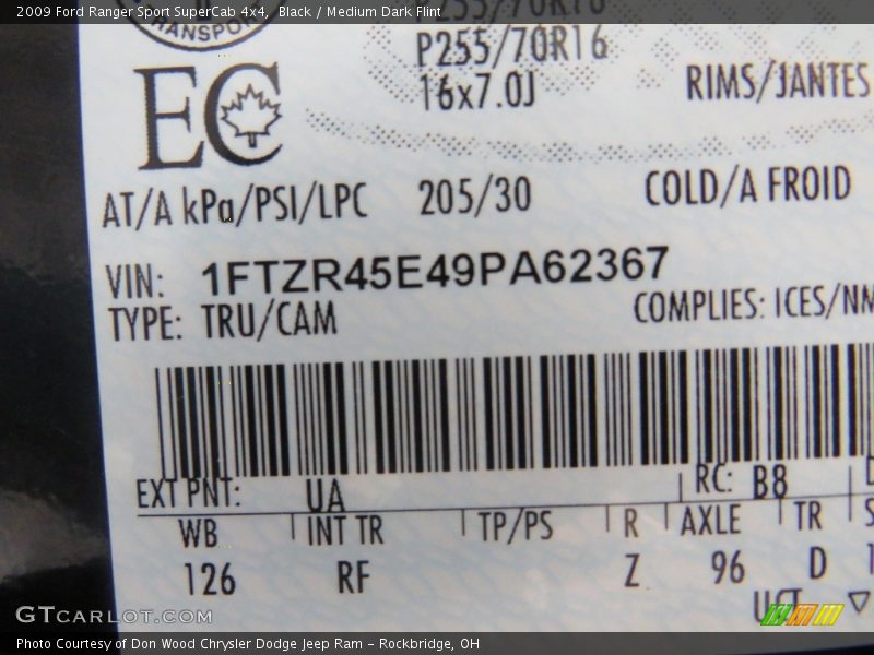 Black / Medium Dark Flint 2009 Ford Ranger Sport SuperCab 4x4