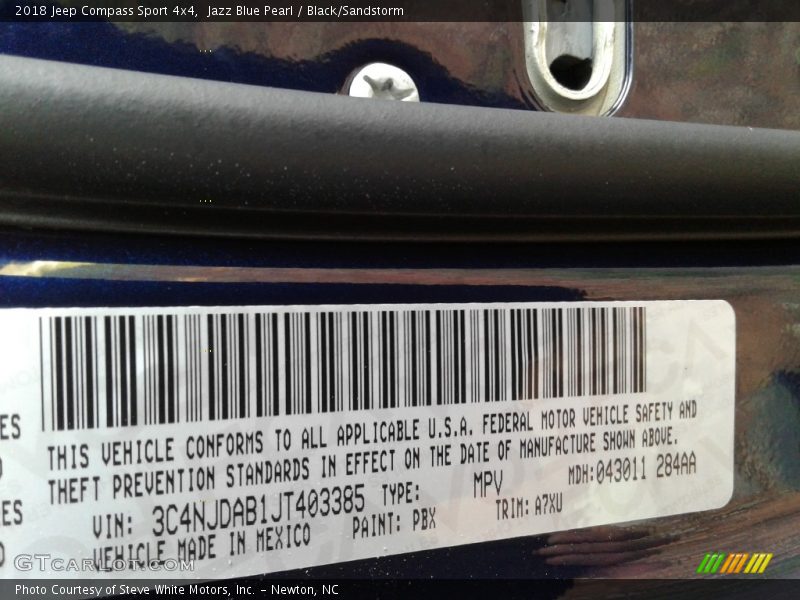 Jazz Blue Pearl / Black/Sandstorm 2018 Jeep Compass Sport 4x4