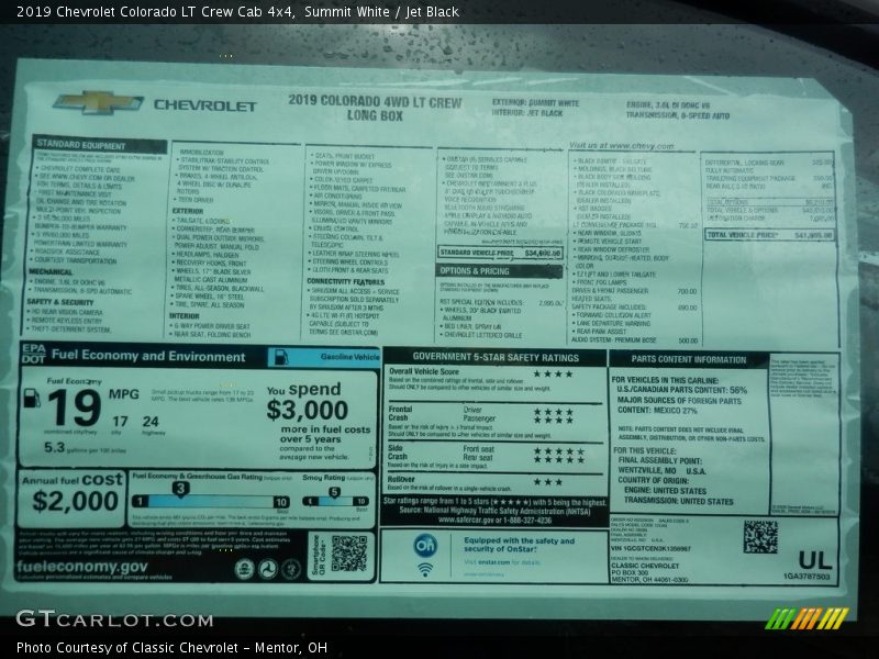 Summit White / Jet Black 2019 Chevrolet Colorado LT Crew Cab 4x4
