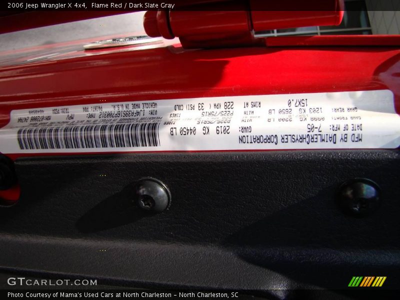 Flame Red / Dark Slate Gray 2006 Jeep Wrangler X 4x4