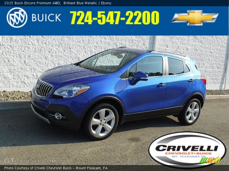 Brilliant Blue Metallic / Ebony 2015 Buick Encore Premium AWD